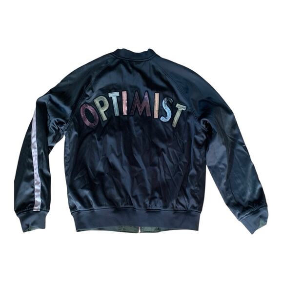 Express x Karlie Kloss size medium reversible satin jacket optimist military seq - Picture 3 of 10